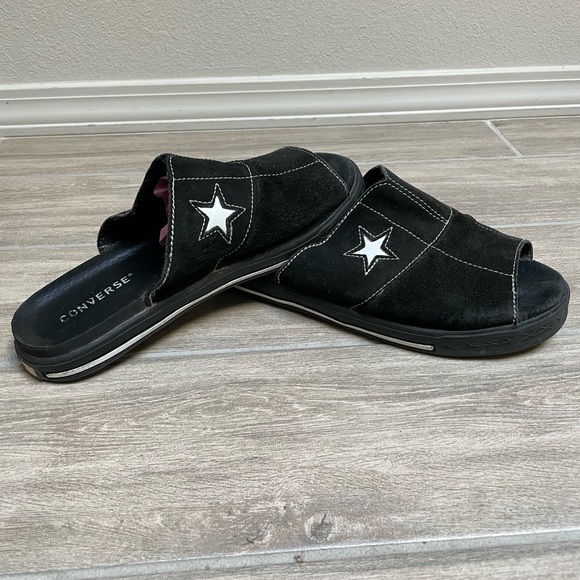 RARE Converse All Star Leather Sandals Sides Black Suede One Star Vintage - Picture 5 of 9